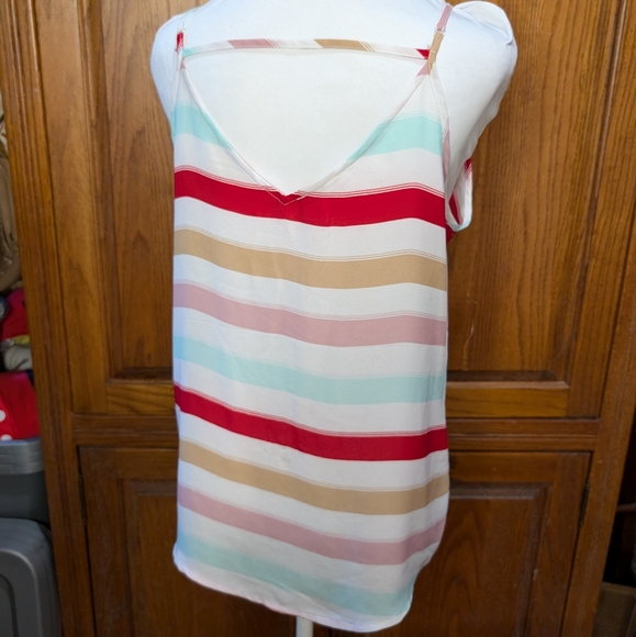 Maurices‎ S silky red/blue/tan/white striped spaghetti strap summer tank - Picture 3 of 6